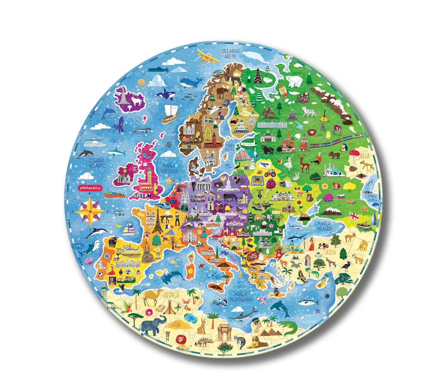 Puzzle rotund Mimorello - Harta Europei, 160 piese