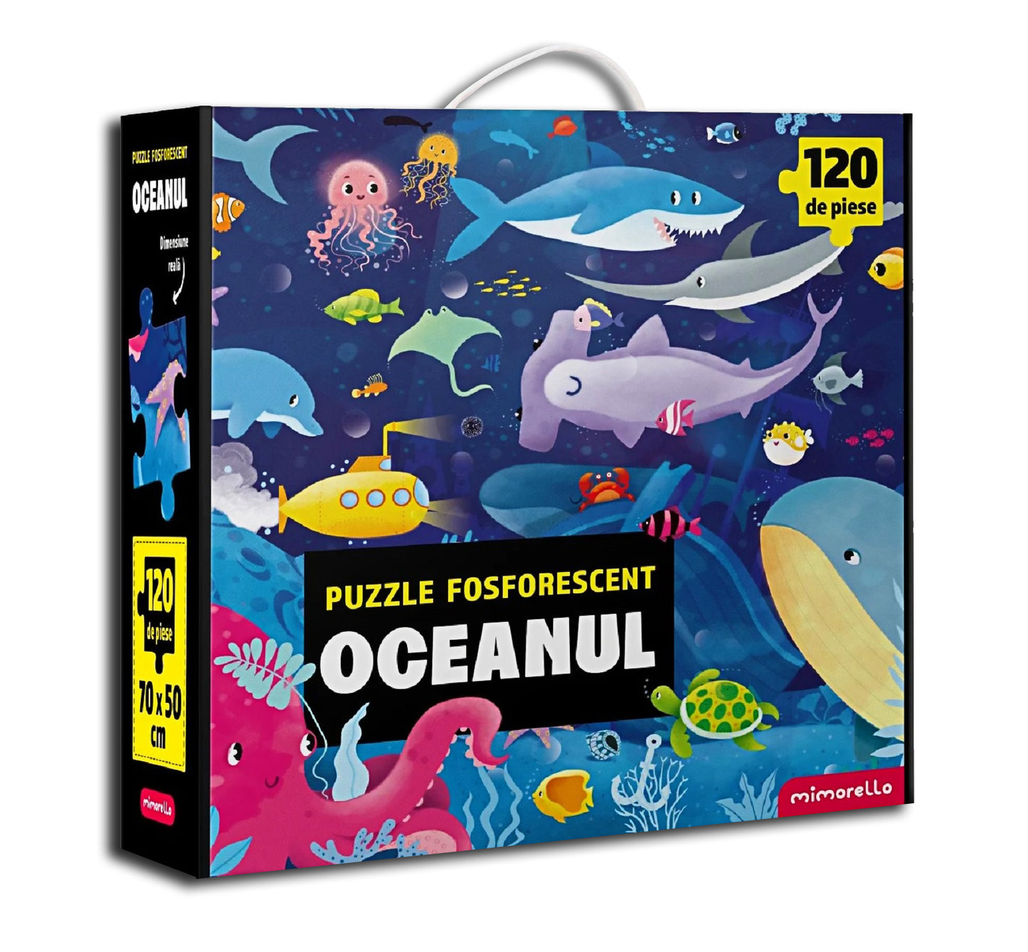 Puzzle fosforescent Mimorello - Oceanul, 120 piese, cu carte de colorat