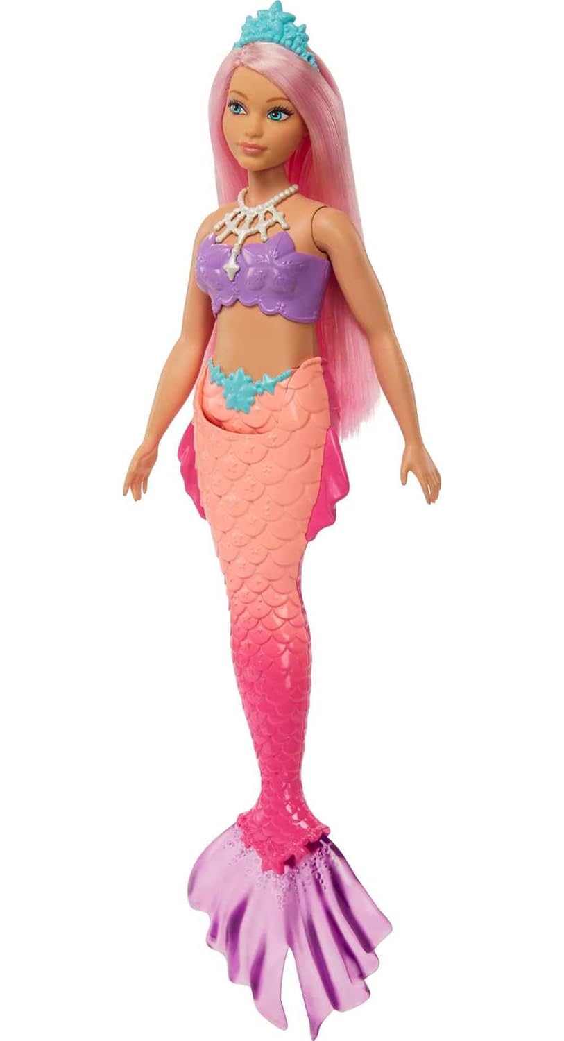 Păpușă Barbie Dreamtopia - Sirenă, cu păr roz si coada corai