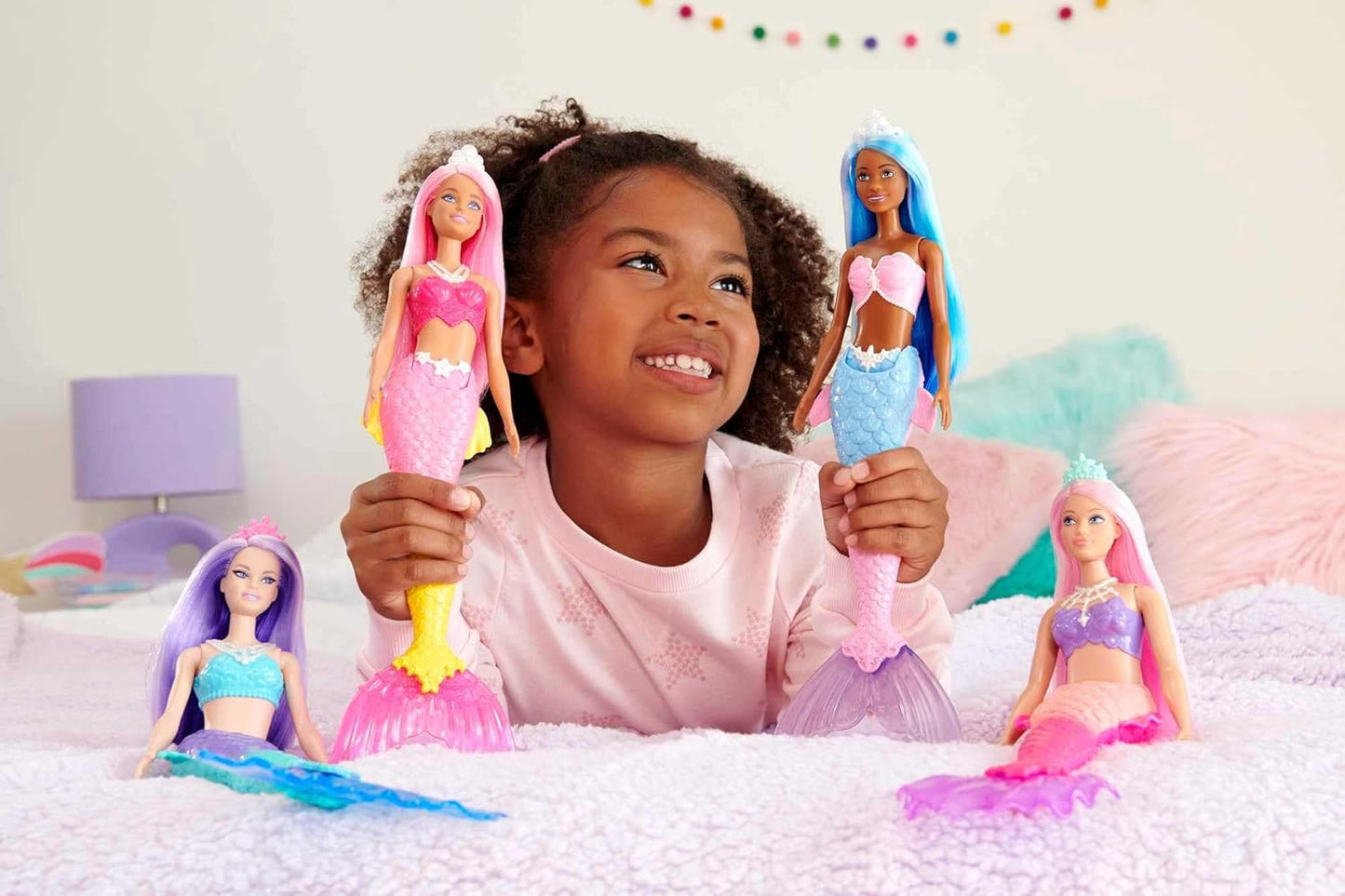 Păpușă Barbie Dreamtopia - Sirenă, cu păr roz si coada corai