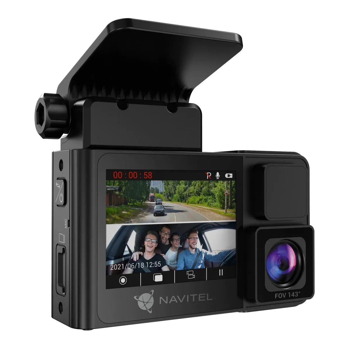 Cameră auto DVR NAVITEL RS2 Duo ( filmare infrared, cameră wide de interior, rezoluție FULL HD, dual mode display, parking mode, suport magnetic, înregistrare in buclă pe microSD )