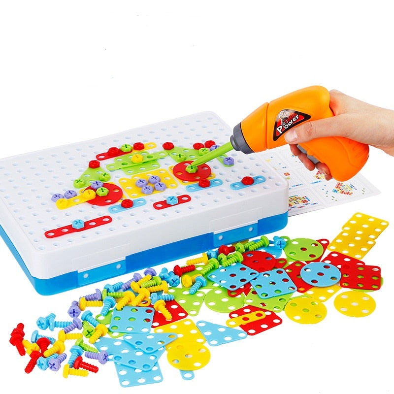 Innovative STEM Toy Set with Drill and Screwdriver - 166 Pieces, 3+
