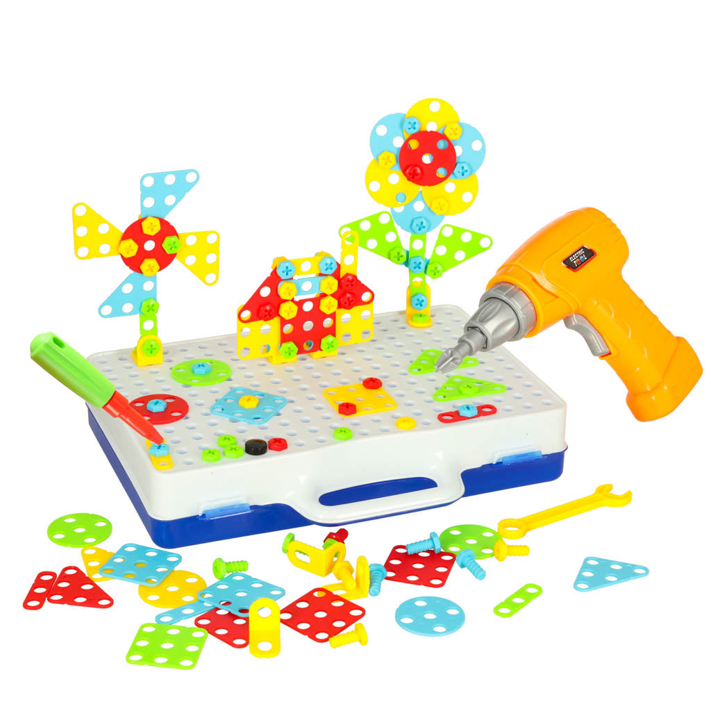 Innovative STEM Toy Set with Drill and Screwdriver - 166 Pieces, 3+