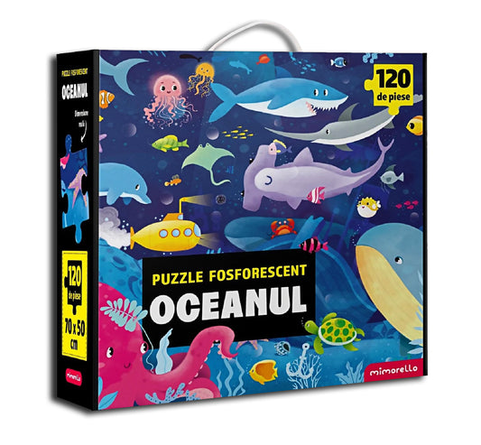 Puzzle fosforescent Mimorello - Oceanul, 120 piese, cu carte de colorat