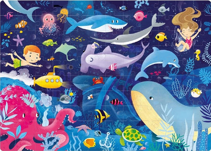 Puzzle fosforescent Mimorello - Oceanul, 120 piese, cu carte de colorat