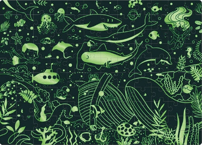 Puzzle fosforescent Mimorello - Oceanul, 120 piese, cu carte de colorat