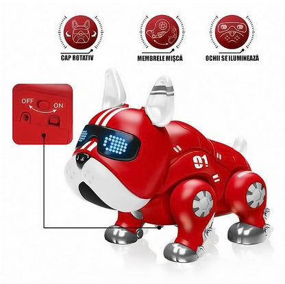 Câine robot inteligent pentru copii - Cap rotativ, ochii se iluminează, membrele se miscă +3 ani