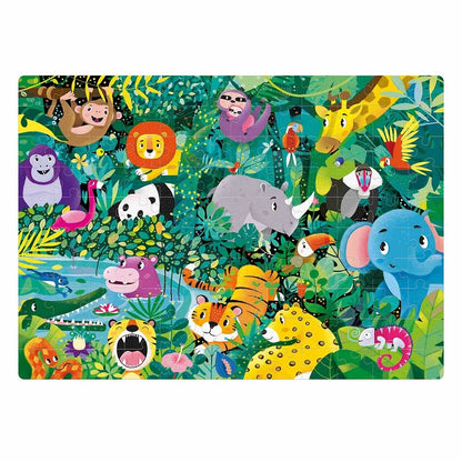 Puzzle fosforescent Mimorello - Junglă, 120 piese, cu carte de colorat